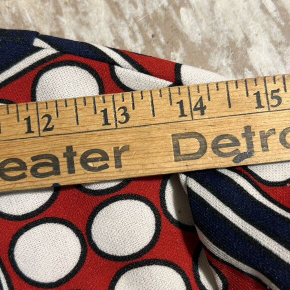 Vintage 70s Ralph Originals Dot Grid Print Mock Neck Blouse‎ 8 USA Retro - Picture 3 of 9